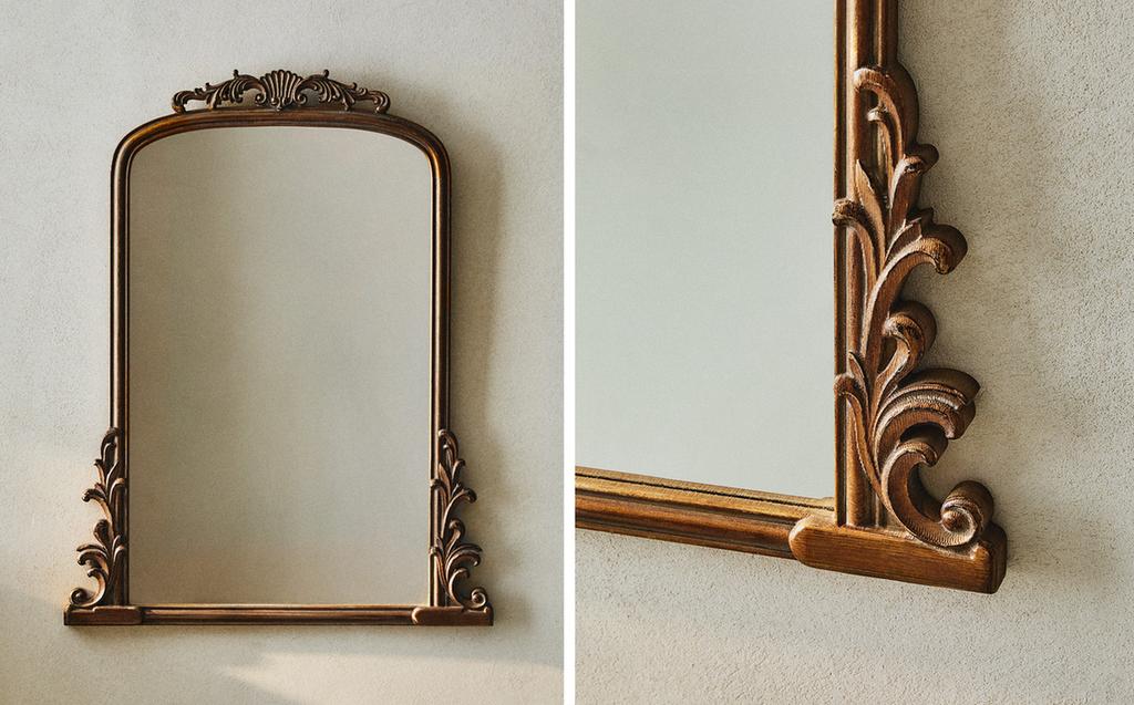 GOLD WOODEN WALL MIRROR GOLD WOODEN WALL MIRROR