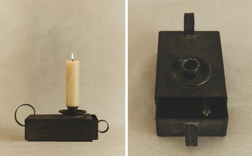 PORTA-VELAS DE METAL COM GAVETA