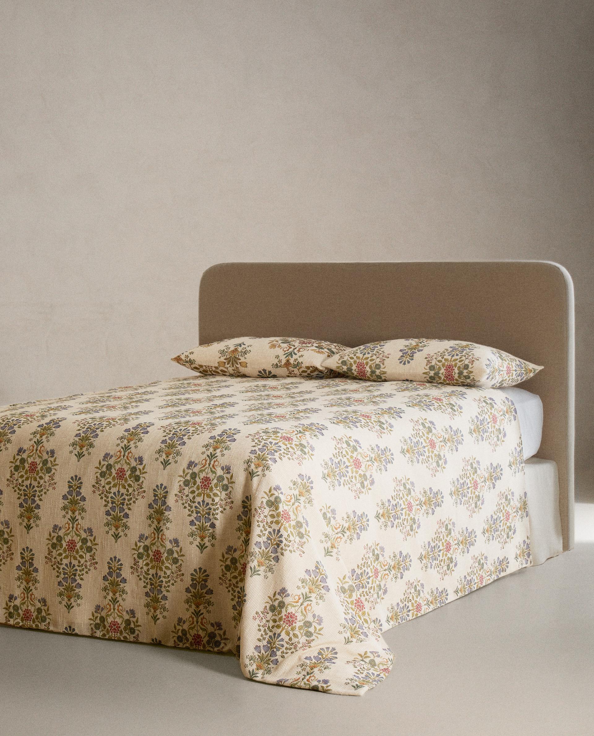 zarahome フローラルジャガードコットン製ベッドカバーシングルセミダブル コンビニ受取対応商品】 zarahome フローラルジャガードコットン