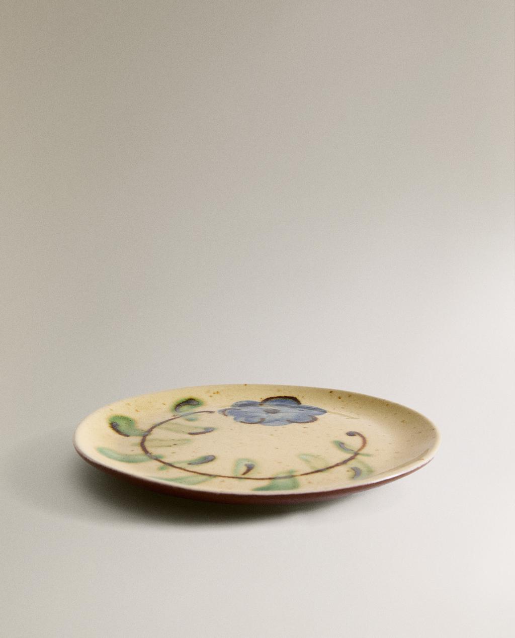 FLORAL EARTHENWARE DESSERT PLATE