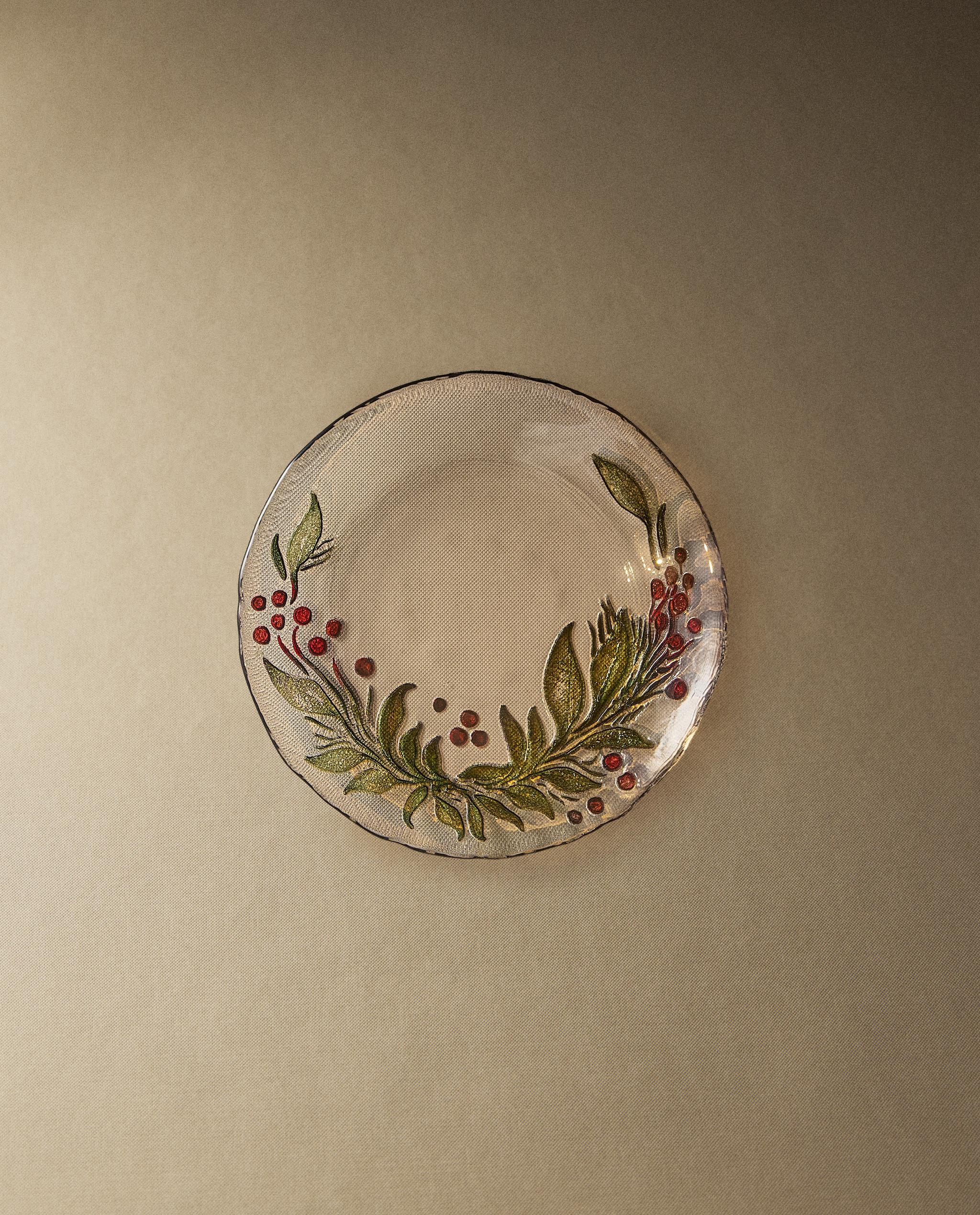 ASSIETTE À PAIN EN VERRE GUIRLANDE DE NOËL | Zara Home Monaco