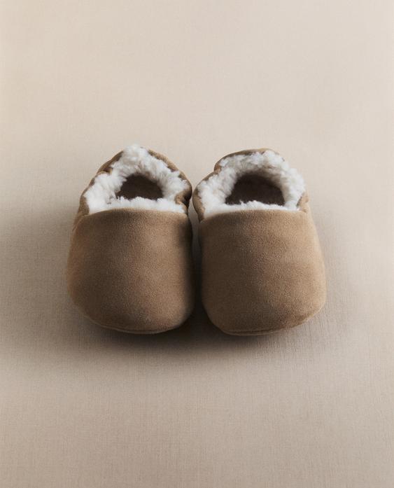 حذاء للرضع والأطفال باليرينة دافئ من الجلد