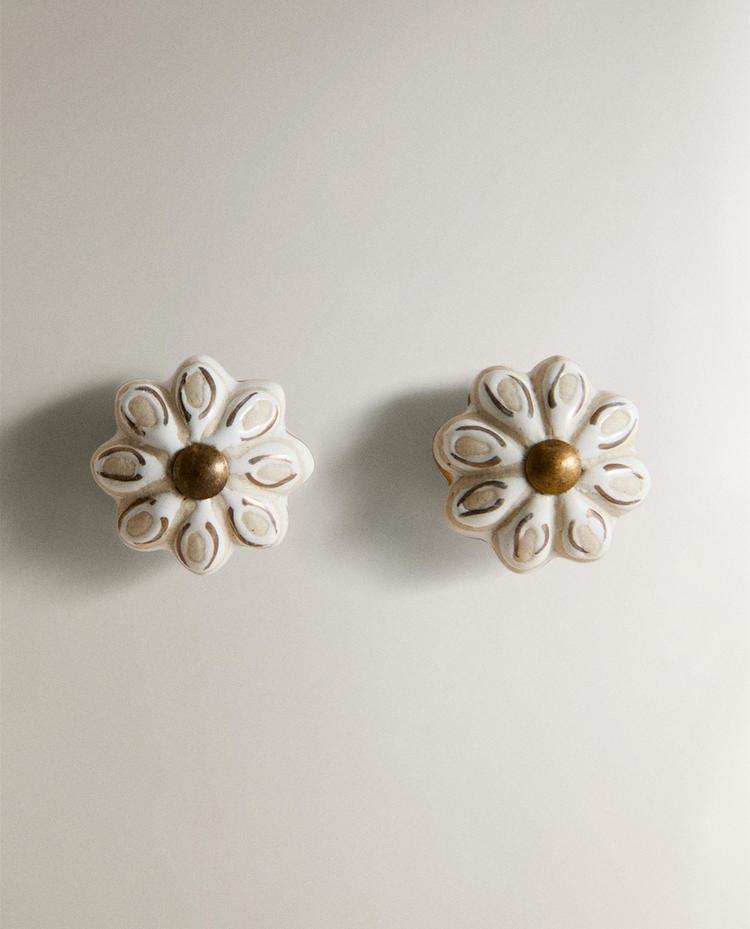 PACK OF CERAMIC FLOWER DOOR KNOBS (PACK OF 2)