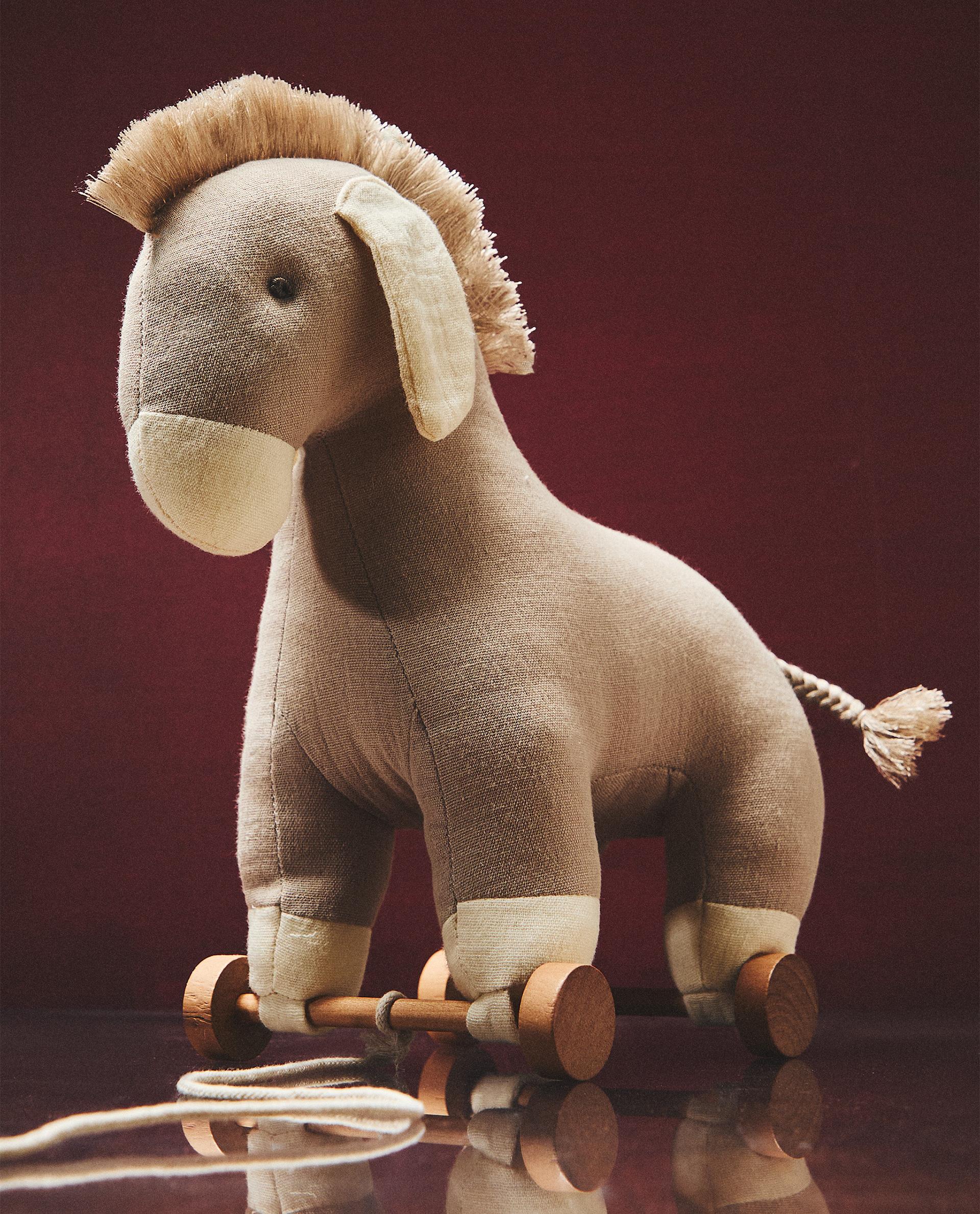 CHILDREN’S DONKEY SOFT TOY WITH WHEELS