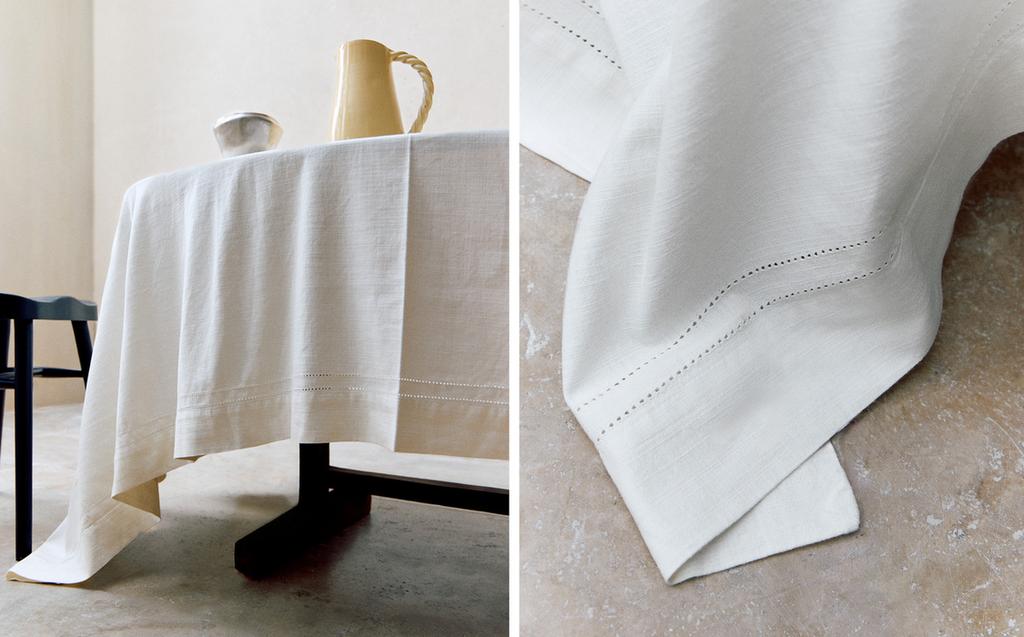 TISCHDECKE AUS BAUMWOLLE MIT HOHLSAUM TISCHDECKE AUS BAUMWOLLE MIT HOHLSAUM