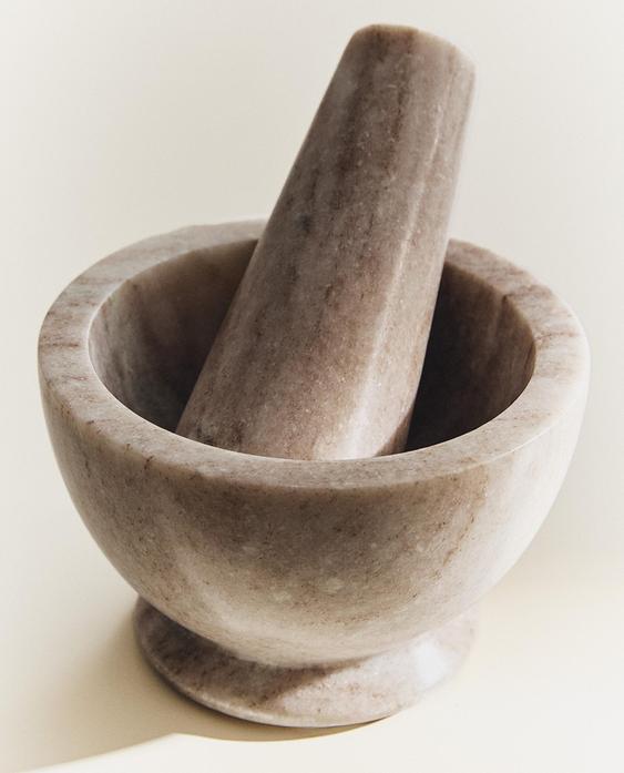MARBLE PESTLE AND MORTAR