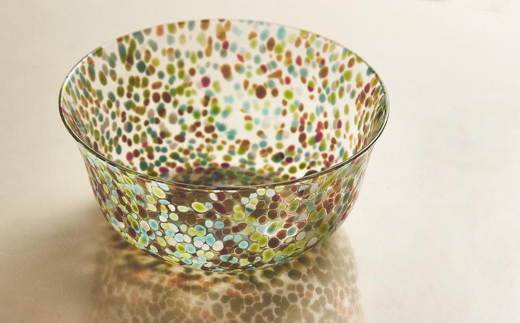 MULTICOLOURED SPECKLED GLASS BOWL