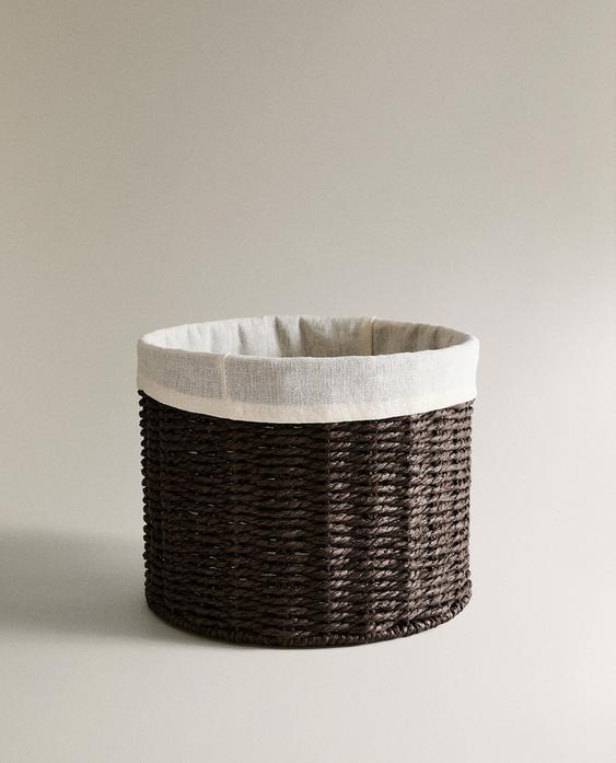 ตะกร้าทรงกลมบุผ้าฝ้าย