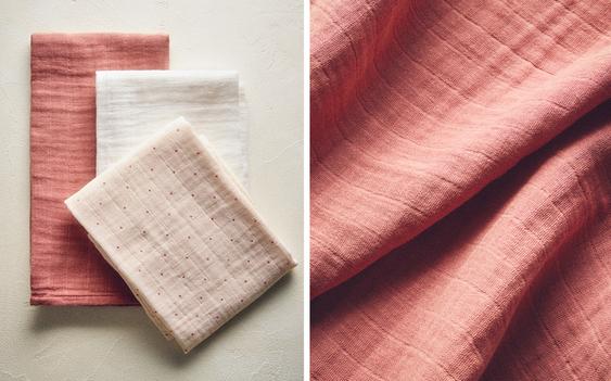 LOT DE 3 LANGES POUR BÉBÉ MULTICOLORES