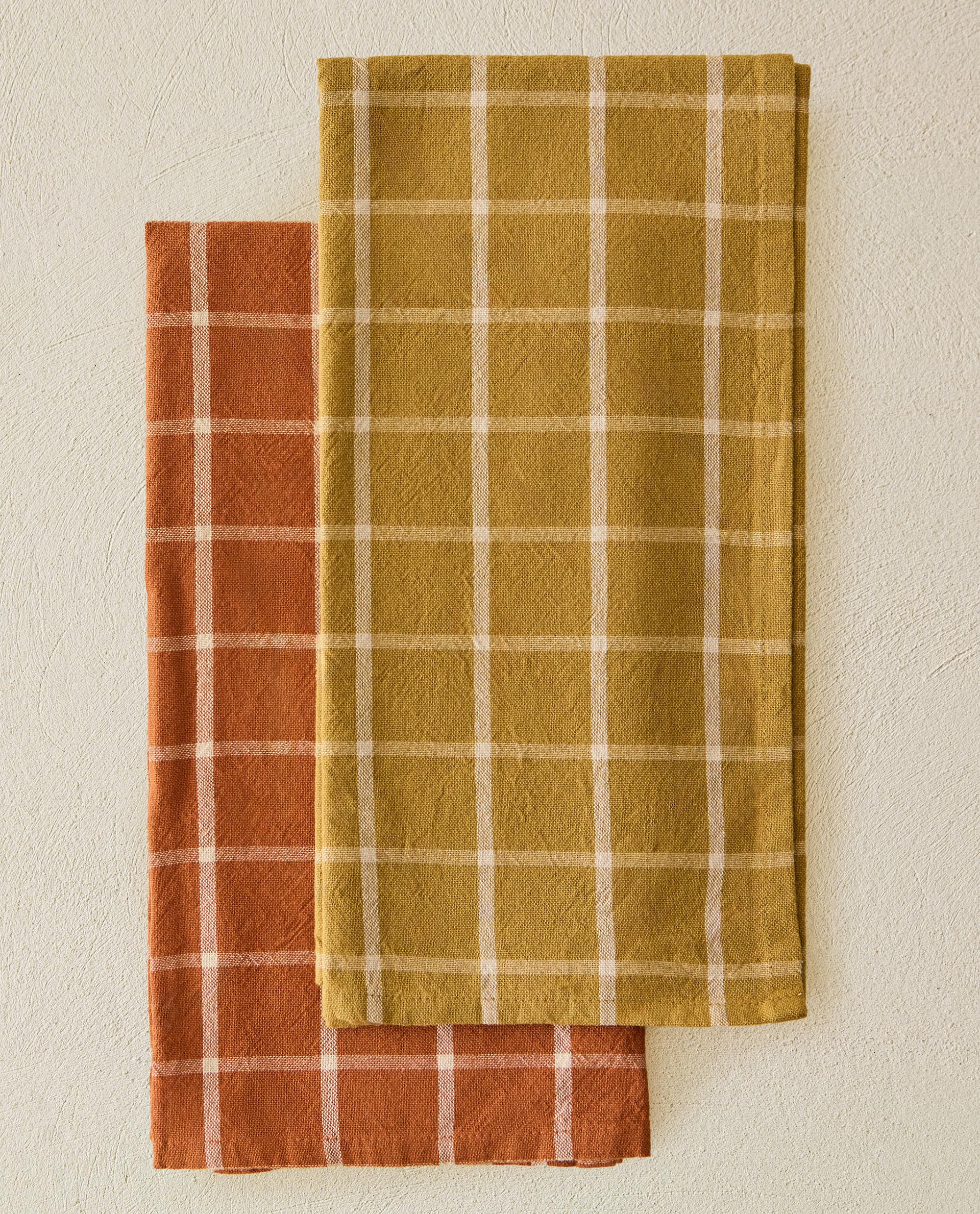 レギュラーチェック柄コットン キッチンクロス 2枚セット | Zara Home
