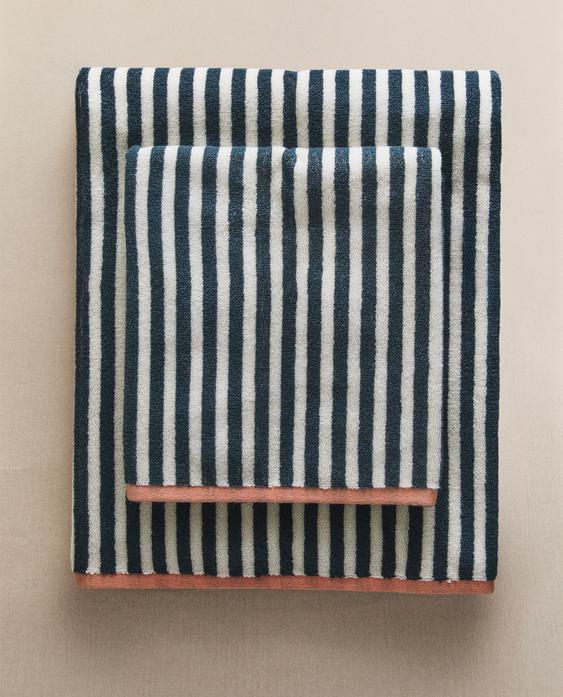 SERVIETTE DE BAIN ENFANT RÉVERSIBLE RAYURES SERVIETTE DE BAIN ENFANT RÉVERSIBLE RAYURES