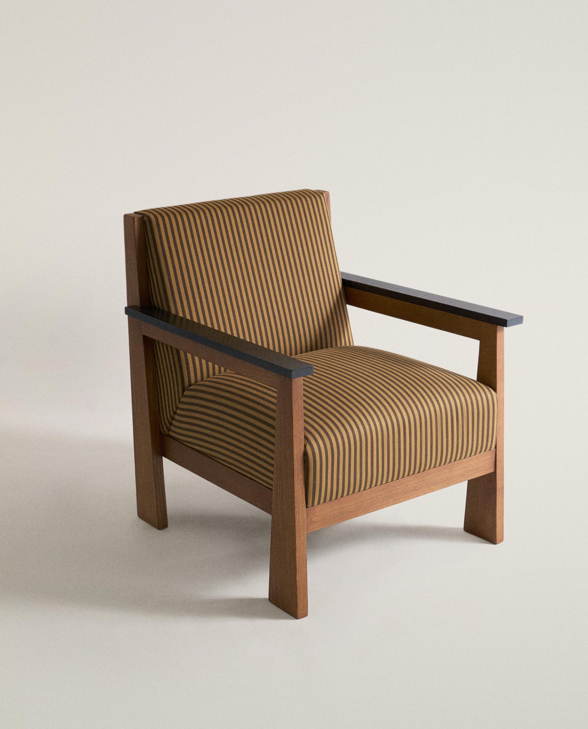 FAUTEUIL EN FRÊNE À RAYURES — Zara Home