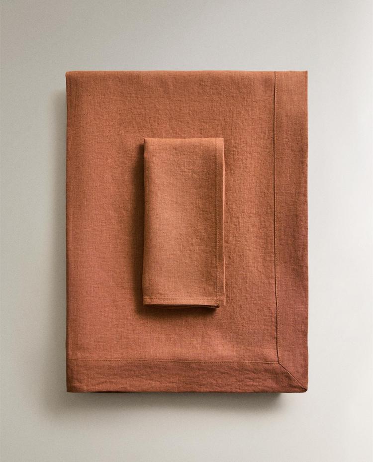 COLOURED WASHED LINEN TABLECLOTH