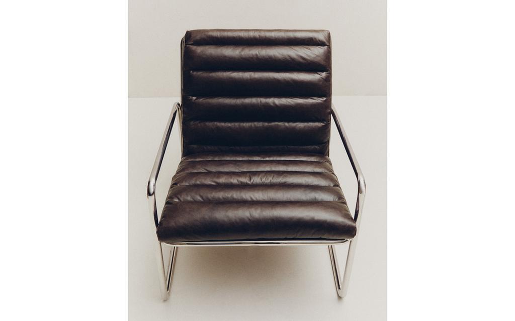 FAUTEUIL CUIR ET ACIER INOXYDABLE