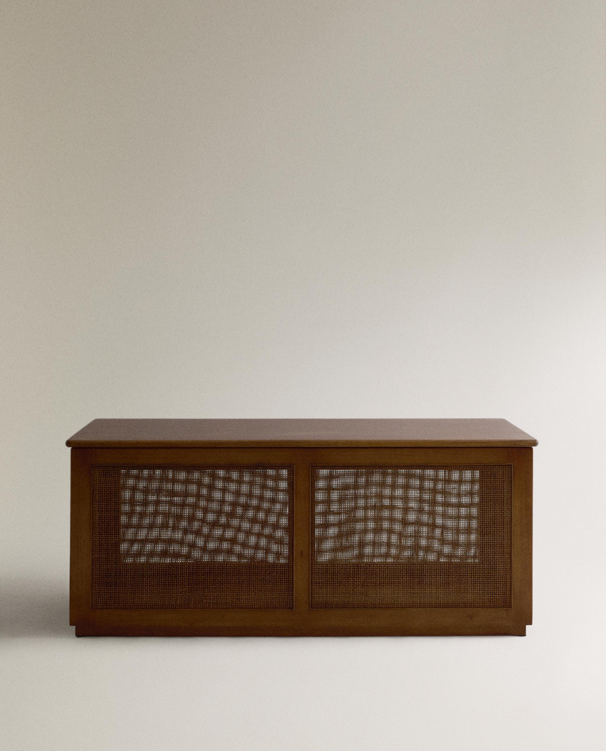 WOOD AND RATTAN BENCH AND SEAT CUSHION product thumbnail 4