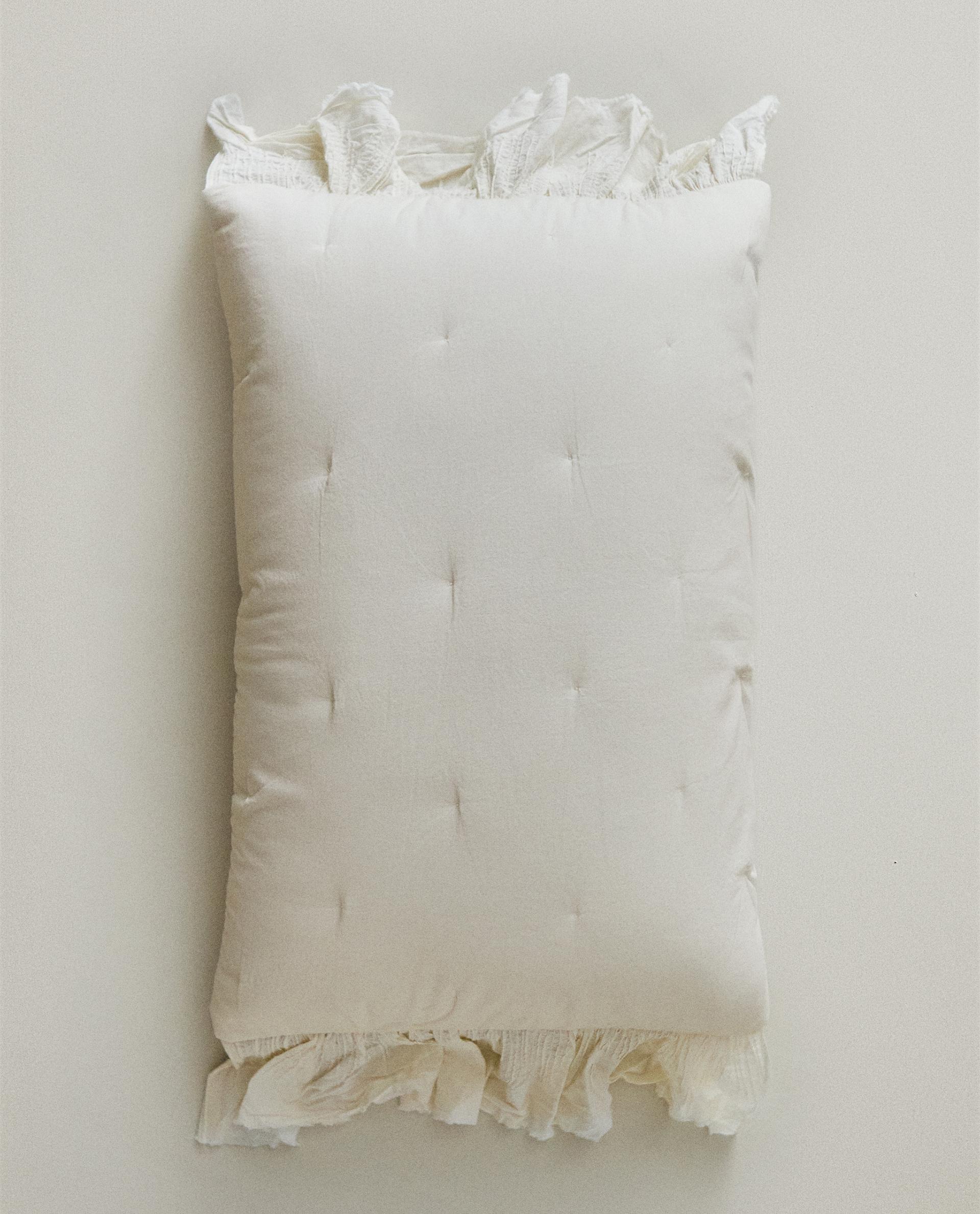 COTTON QUILTED CUSHION COVER WITH RUFFLE TRIM product thumbnail 2