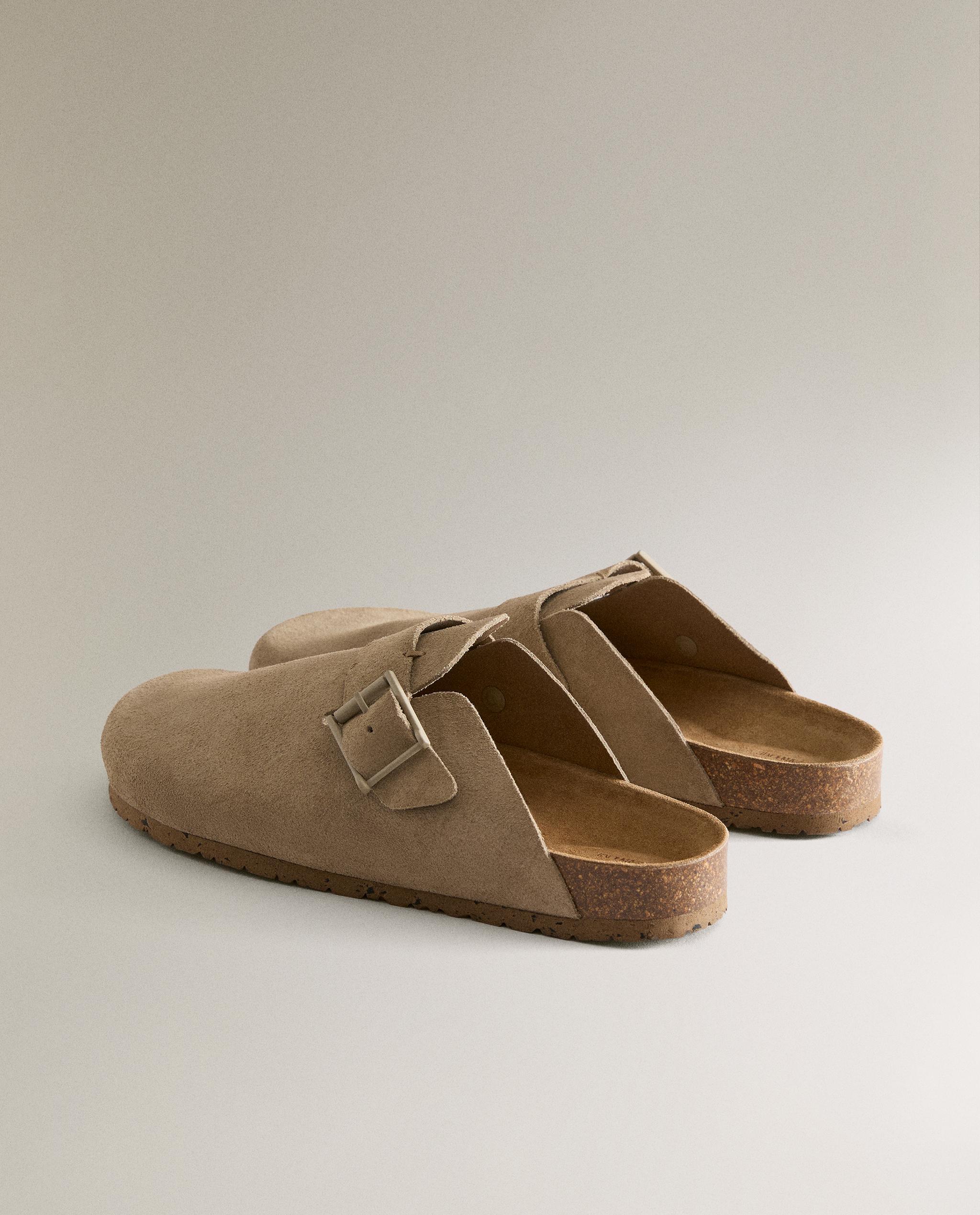 LEATHER CLOGS WITH BUCKLE AND TOPSTITCHING DETAIL product thumbnail 12