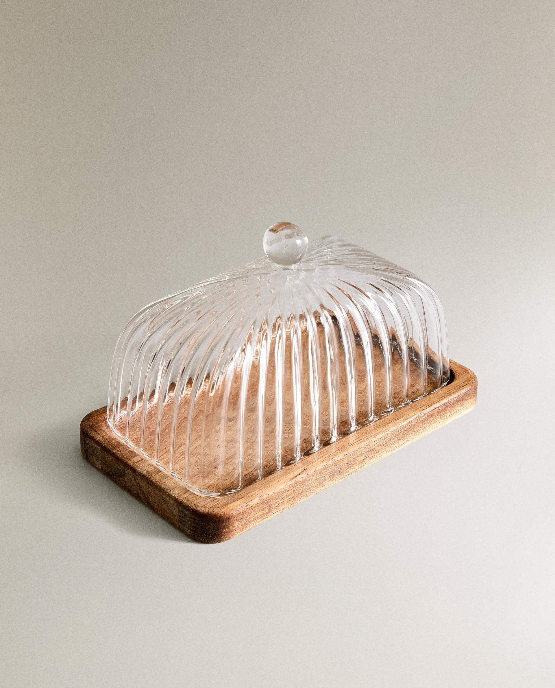 BOROSILICATE GLASS AND WOOD BUTTER DISH | Zara Home United States
