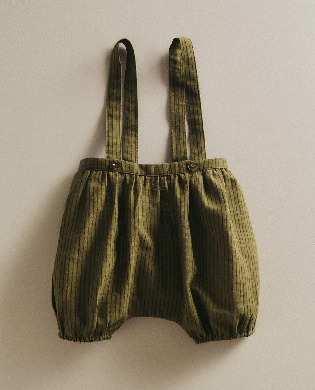 ストライプ サスペンダーロンパース