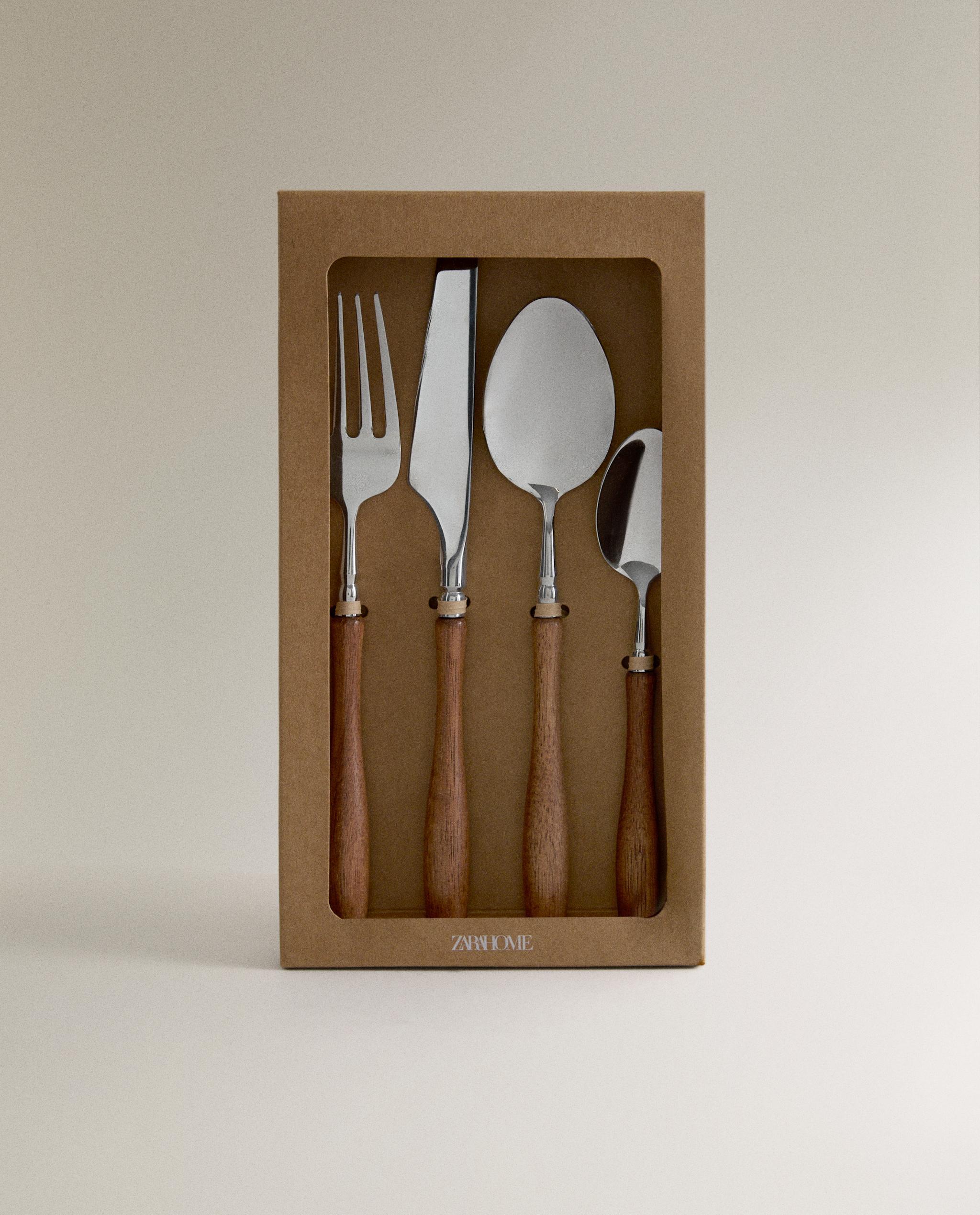 CUTLERY SET WITH ACACIA WOOD HANDLE (SET OF 4) product thumbnail 2