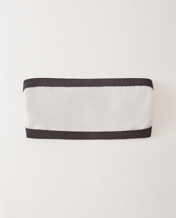 BEACH BIKINI TOP WITH CONTRAST STRIPE