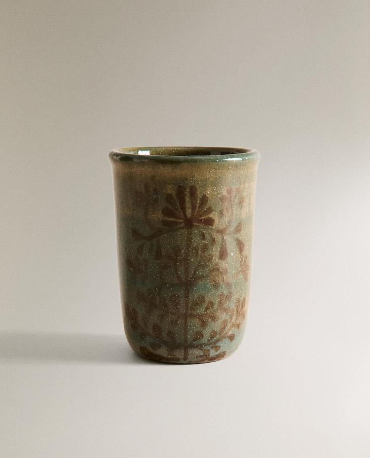 花卉印花陶瓷牙刷杯