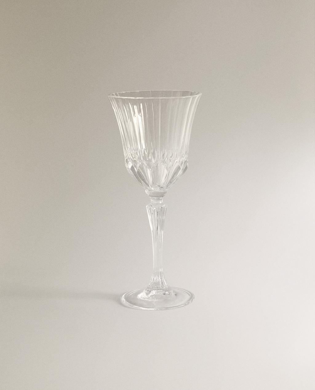VERRE À PIED CRISTALLIN EFFET TAILLÉ