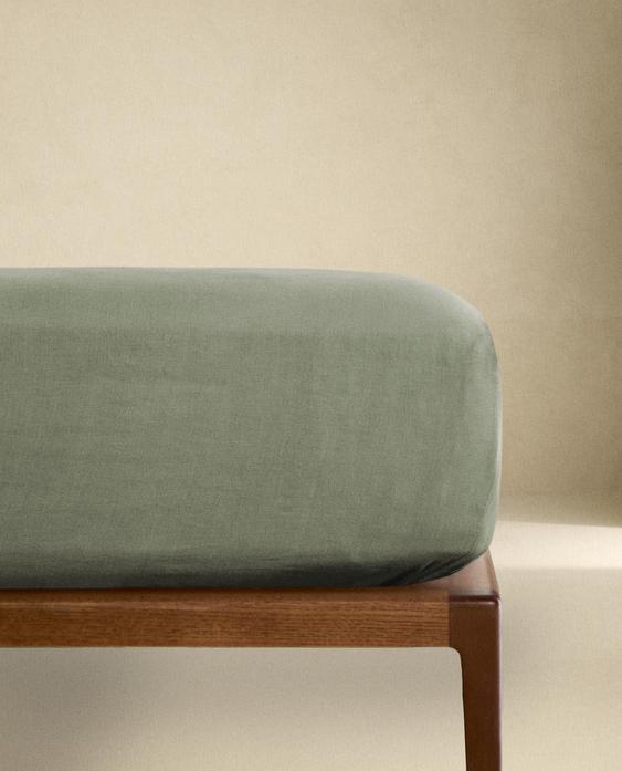 (140 GSM) WASHED LINEN FITTED SHEET (140 GSM) WASHED LINEN FITTED SHEET