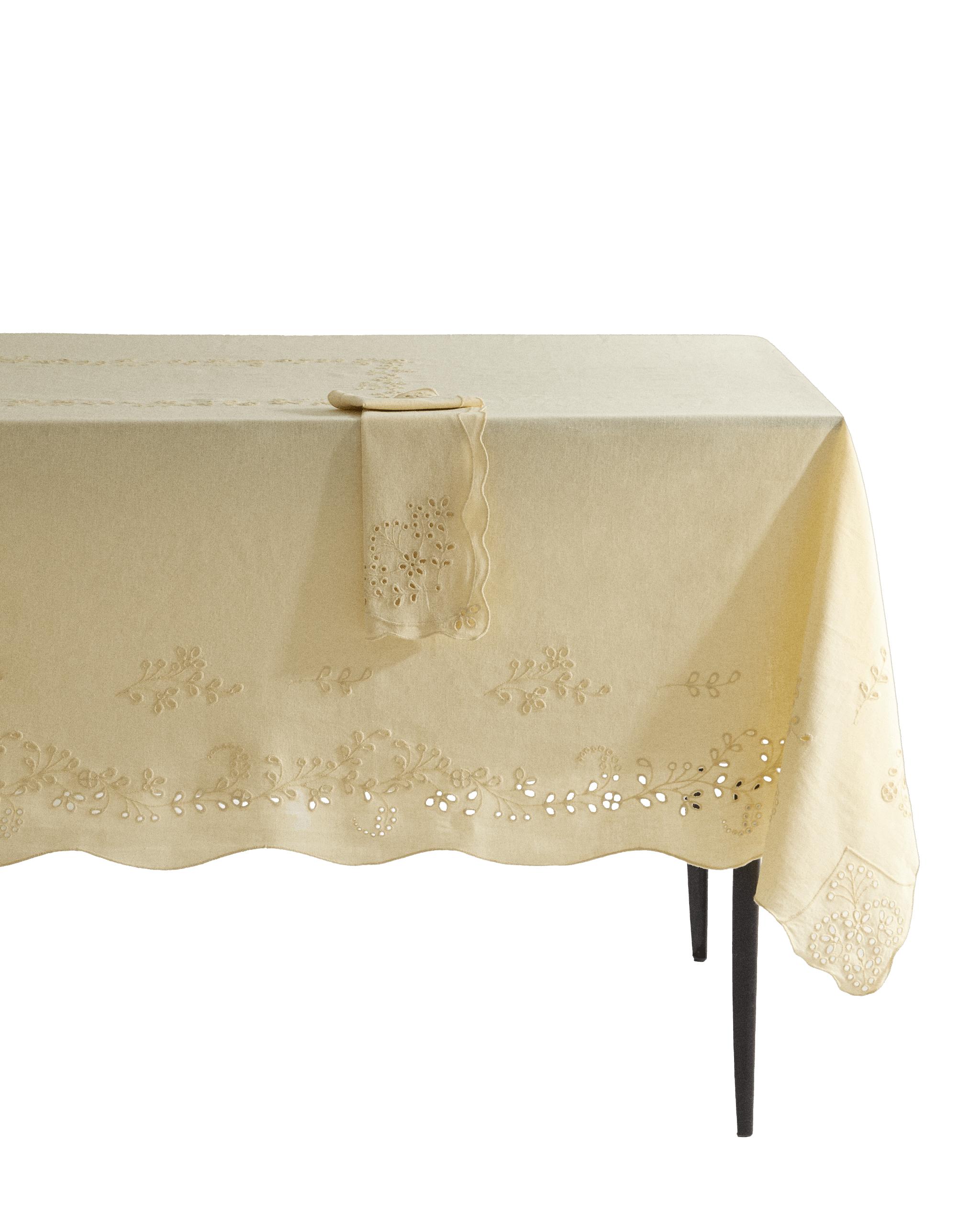 LINEN TABLECLOTH WITH CUTWORK EMBROIDERY product thumbnail 8