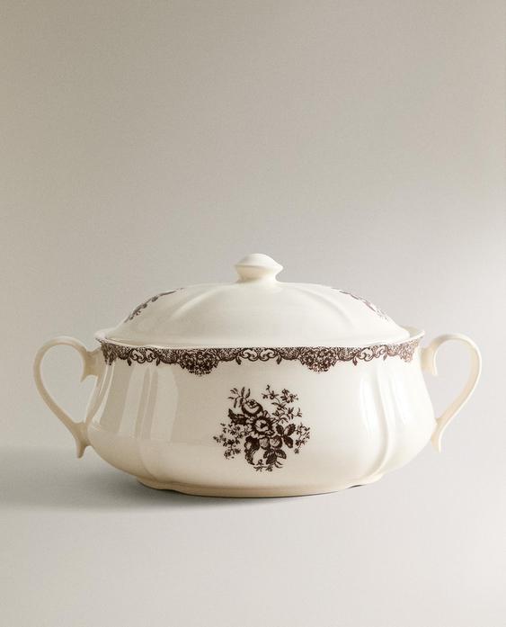 FLORAL EARTHENWARE SERVING TUREEN