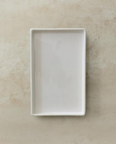 WHITE EARTHENWARE BATHROOM TRAY