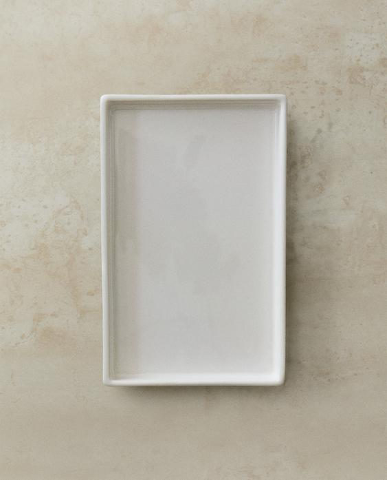 WHITE EARTHENWARE BATHROOM TRAY WHITE EARTHENWARE BATHROOM TRAY