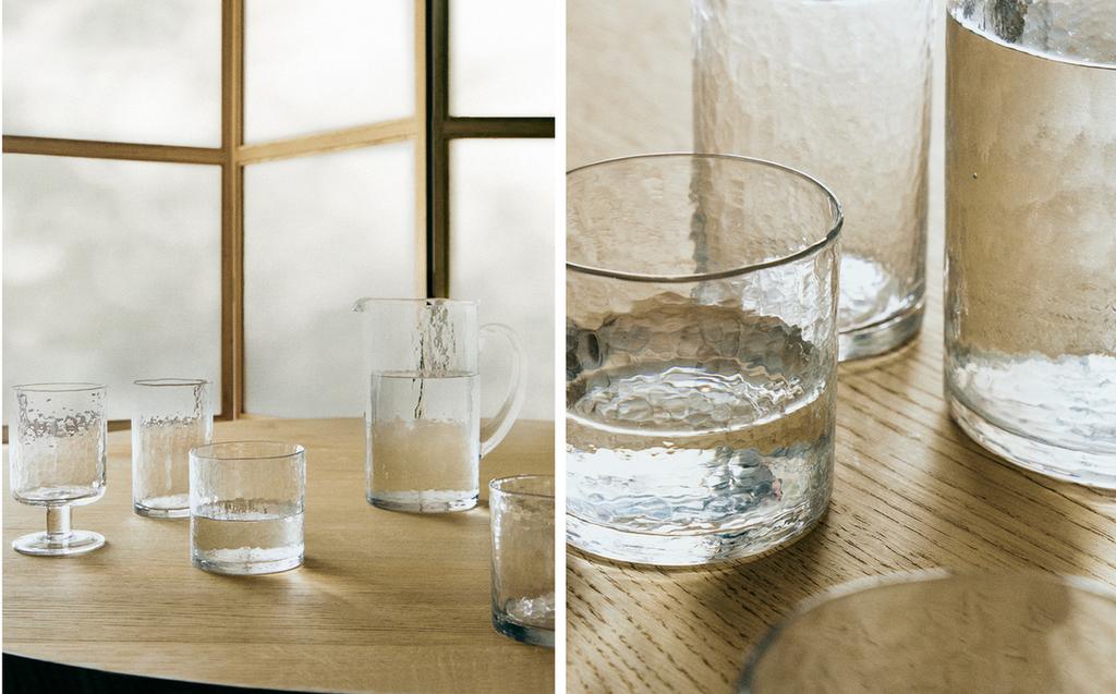 SET GLÄSER AUS GEHÄMMERTEM GLAS