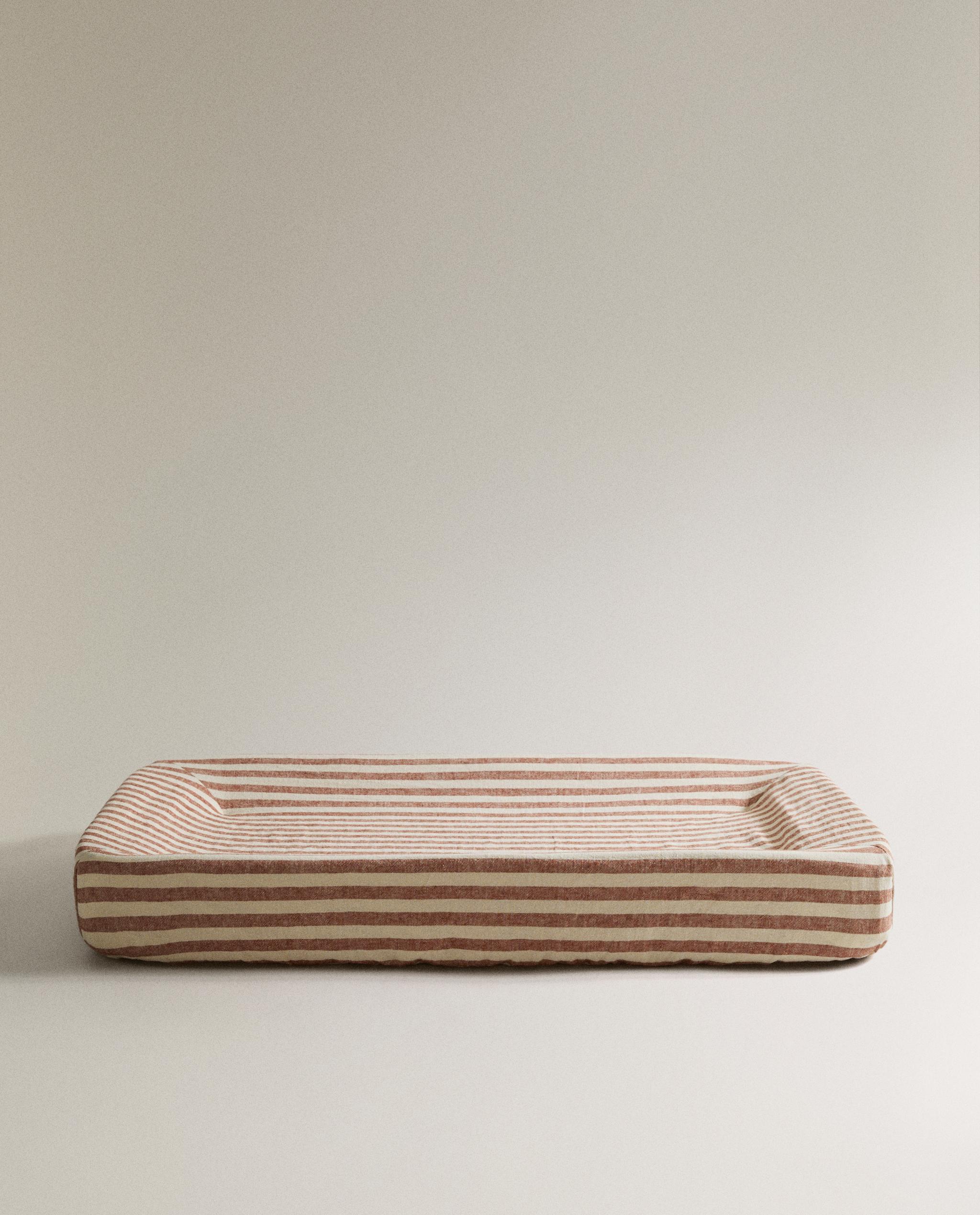 STRIPED LINEN AND COTTON BABY CHANGING MAT COVER product thumbnail 6