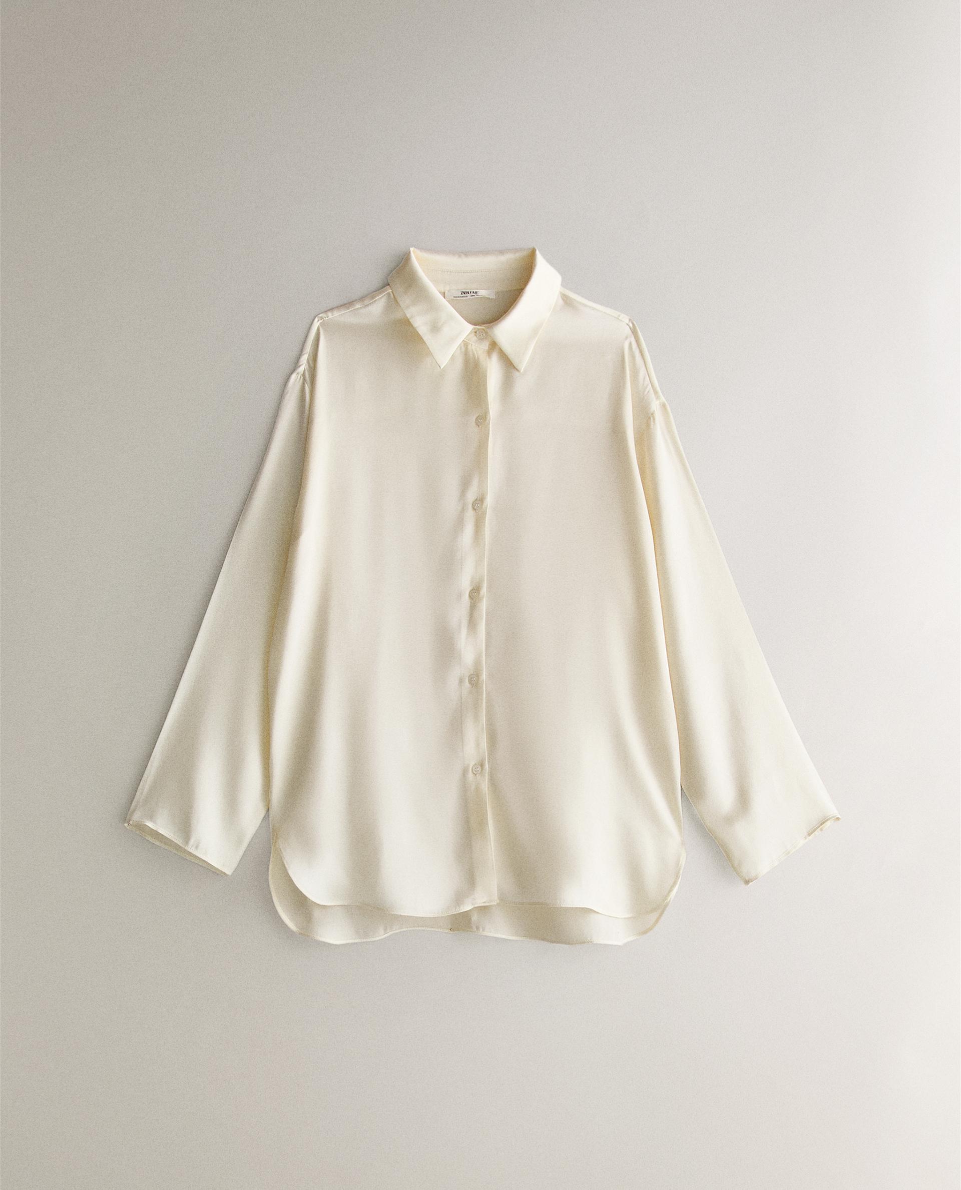 White fashion satin blouse zara