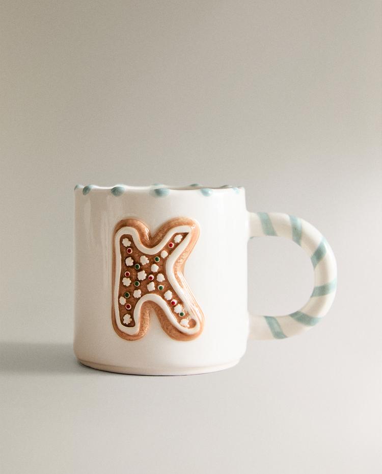 CHILDREN’S CHRISTMAS LETTER K STONEWARE MUG