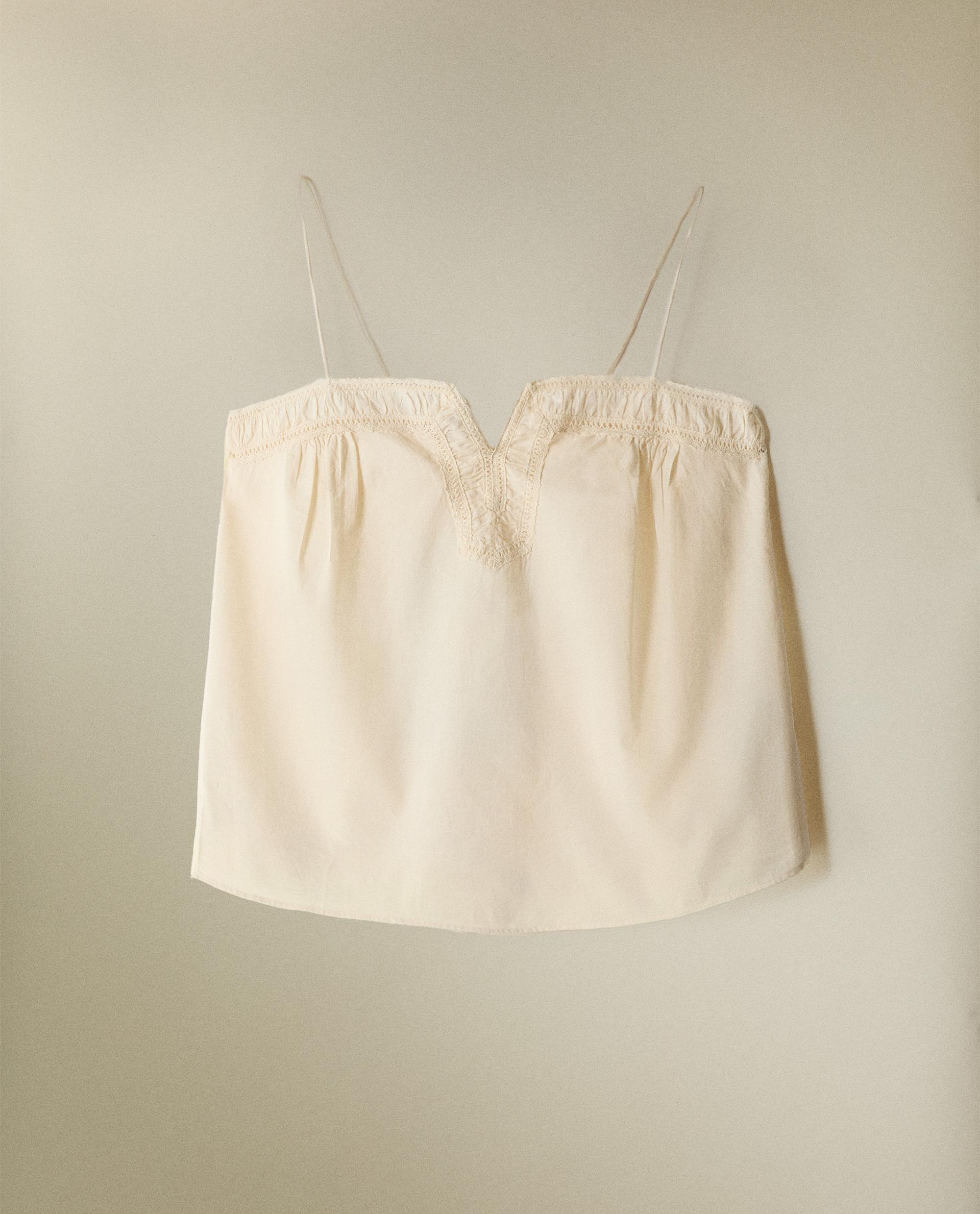 ZARA  スモック織り ビーチ ビキニトップス 8113/609 スモック織り ビーチ ビキニトップス - ダークブラウン | ZARA