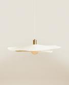 Large Ecru Ceiling Lamp with Golden Detail