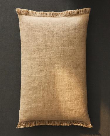 FRINGED THROW PILLOW COVER