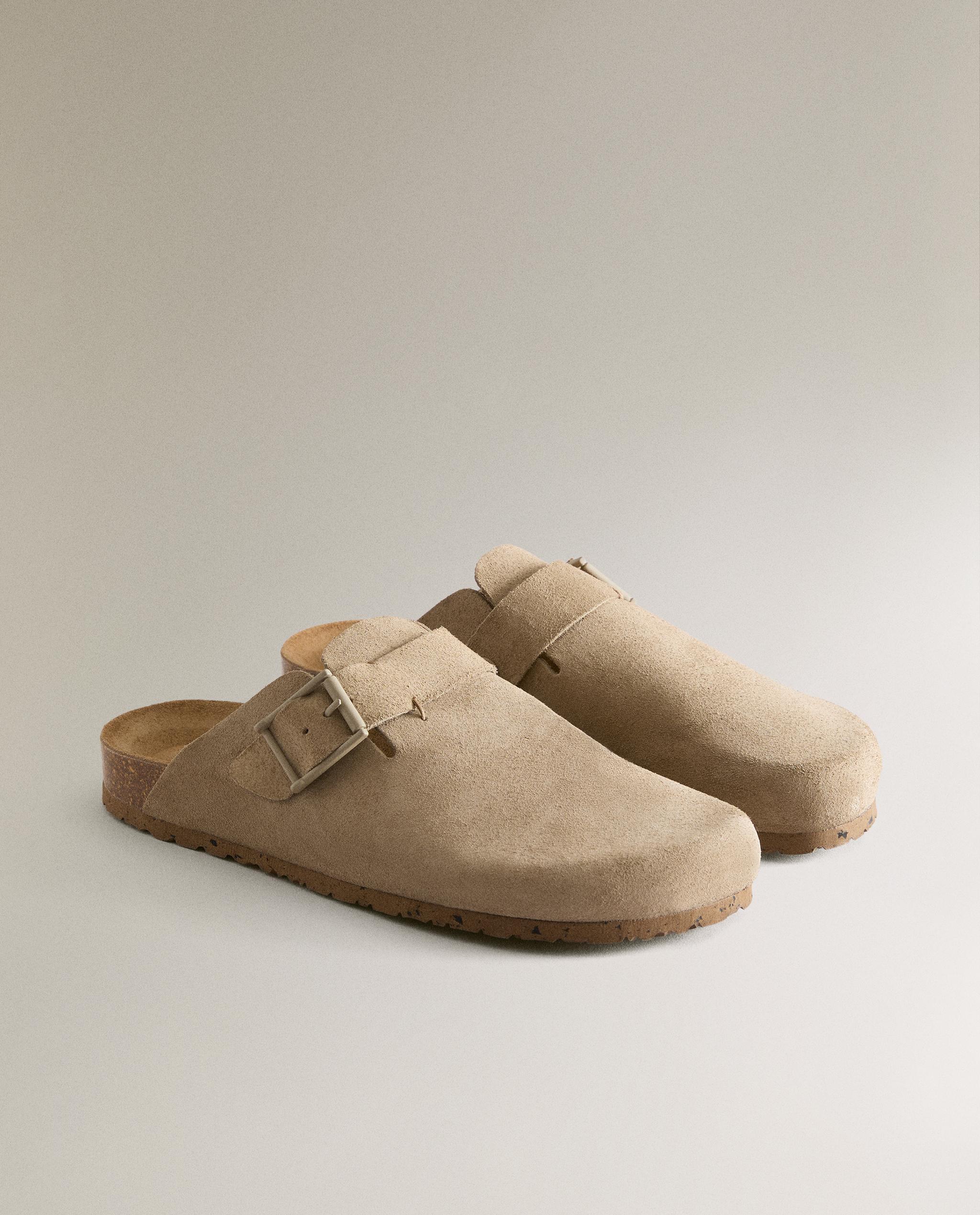 LEATHER CLOGS WITH BUCKLE AND TOPSTITCHING DETAIL product thumbnail 13