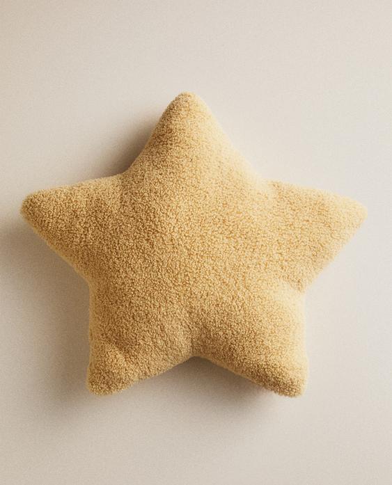 KIDS' LARGE FAUX SHEARLING STAR CUSHION