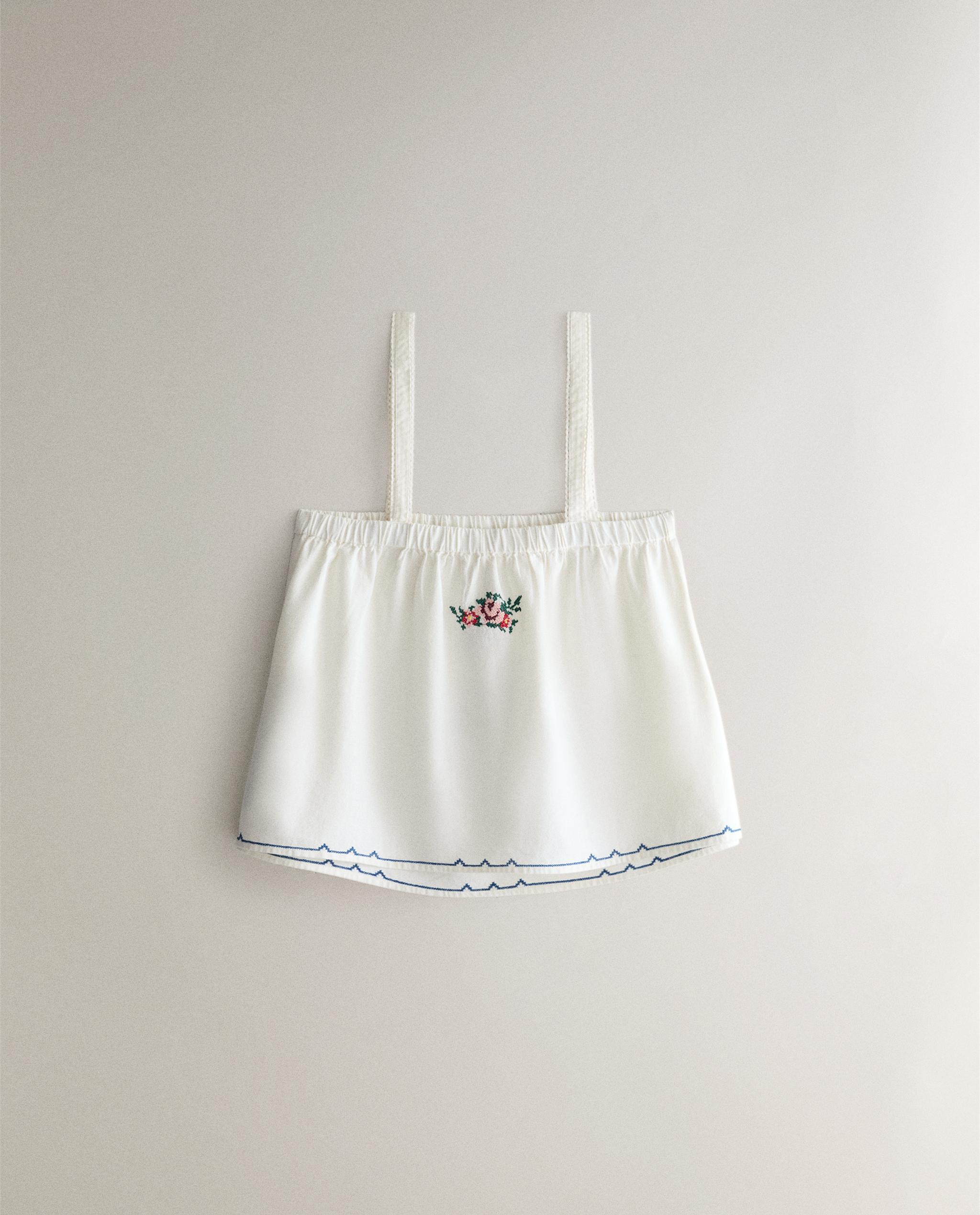 EMBROIDERED LINEN-COTTON BLEND TOP product thumbnail 5