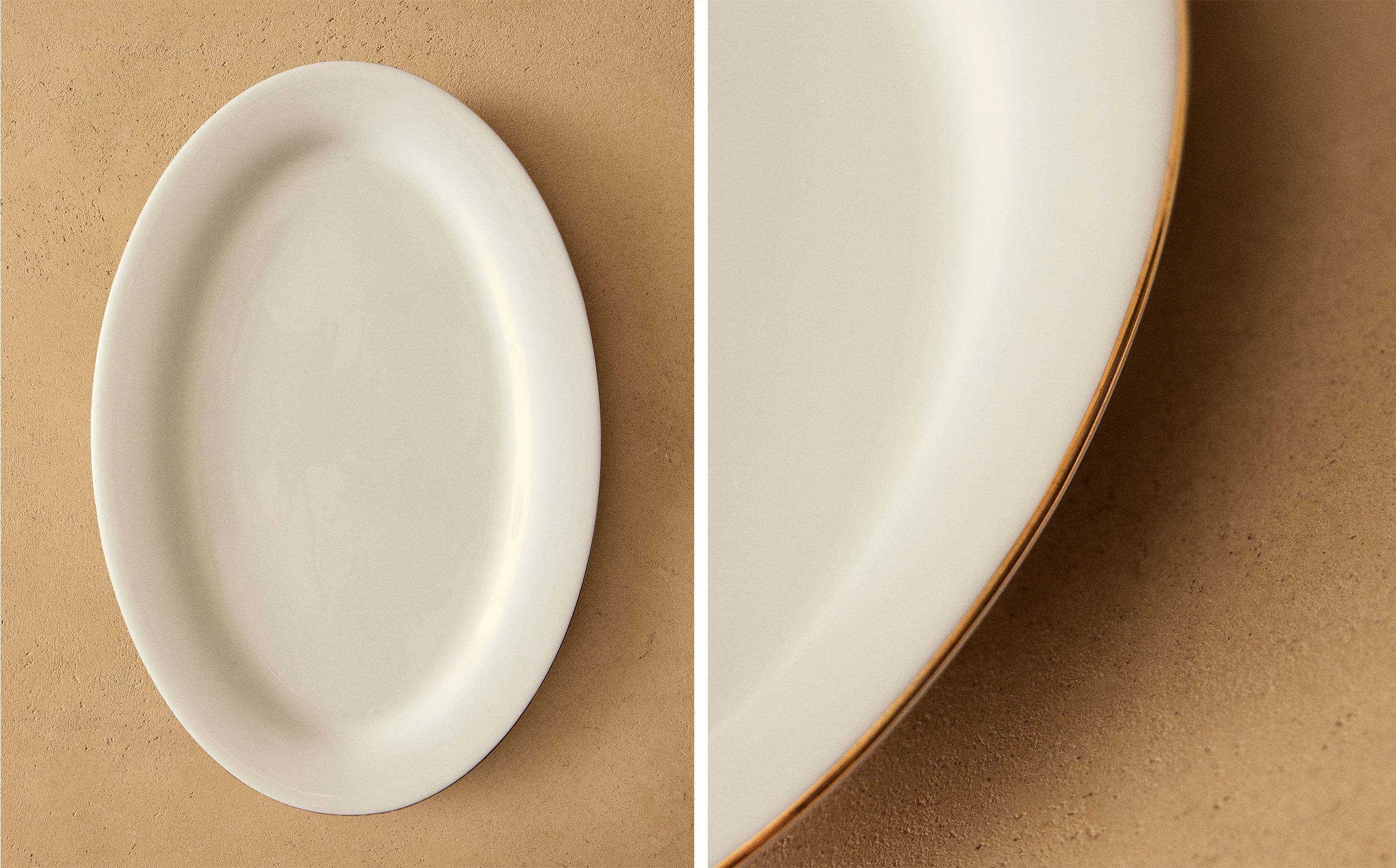 FUENTE OVAL LETICIA BONE CHINA FILO ORO