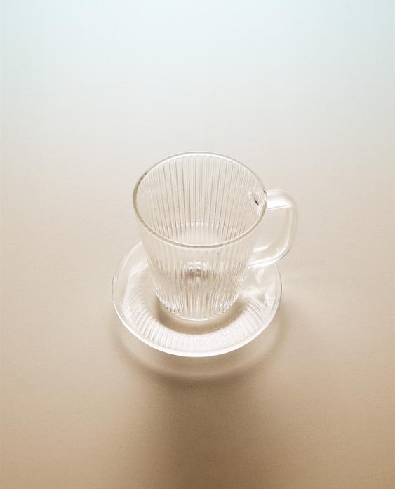 BOROSILICATE GLASS COFFEE CUP AND SAUCER