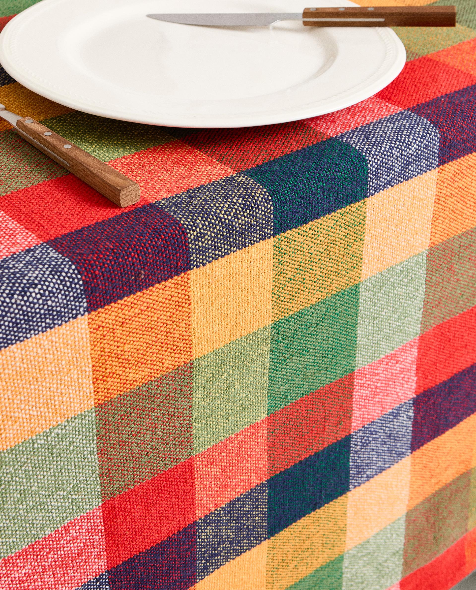 COARSE COTTON CHECK TABLECLOTH