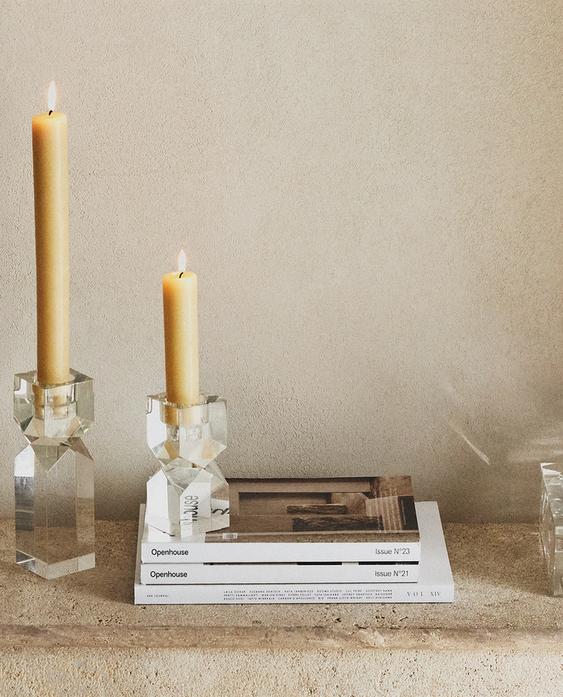 GLASS CANDLEHOLDER AND JEWELLERY BOX