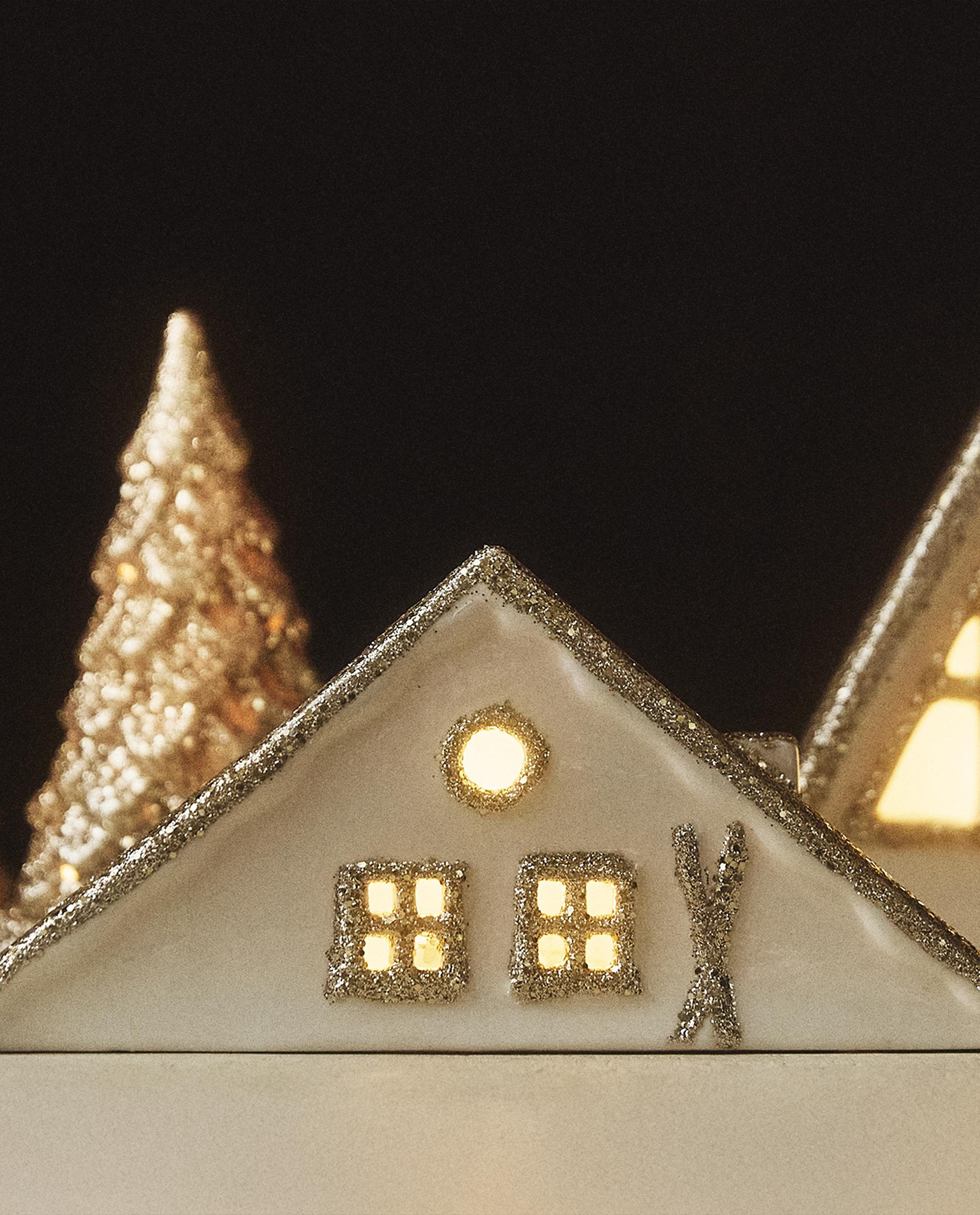 ZARA グリッタールーフハウスセラミックオーナメント　3点セット グリッタールーフハウス セラミック クリスマスオーナメント | Zara
