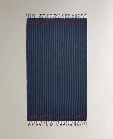 STRIPED AND FLORAL WRAP BEACH TOWEL