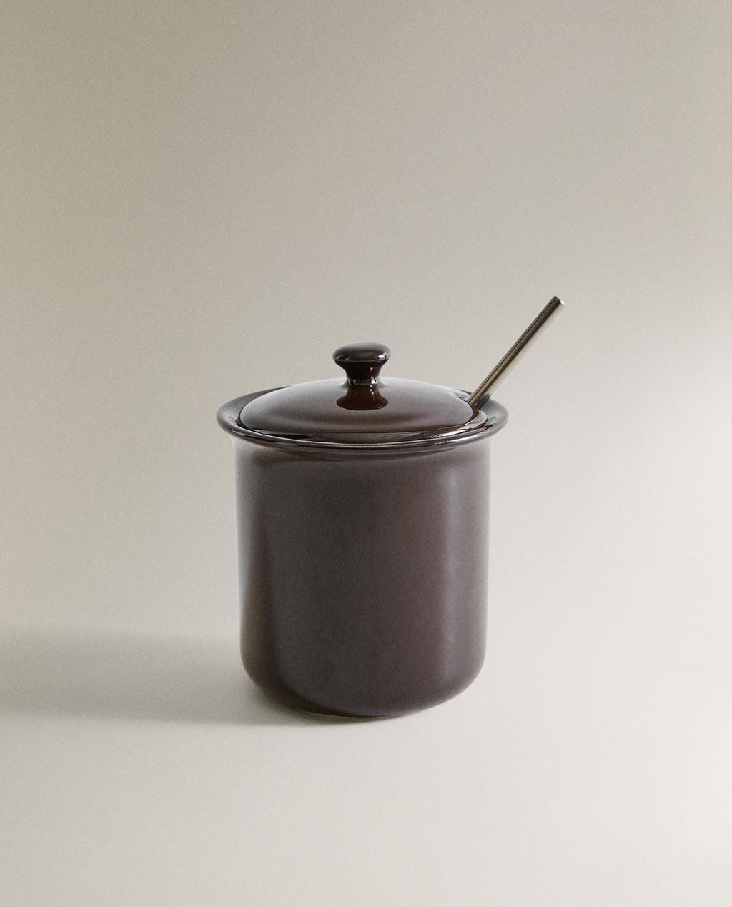 STONEWARE HONEY POT