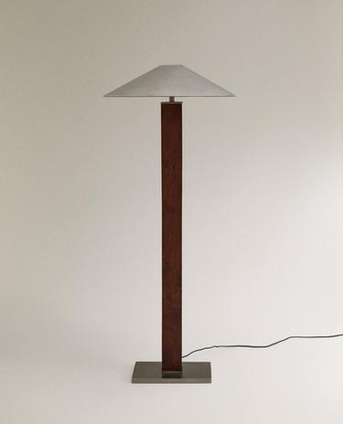 LAMPA PODŁOGOWA Z METALU I DREWNA